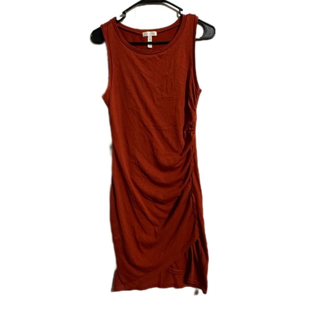 Leith Red Asymmetrical Ruched Mini Dress